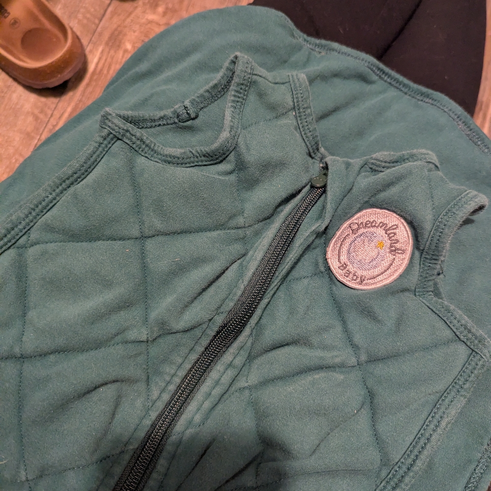 Green Quilted Vest with Logo Patch